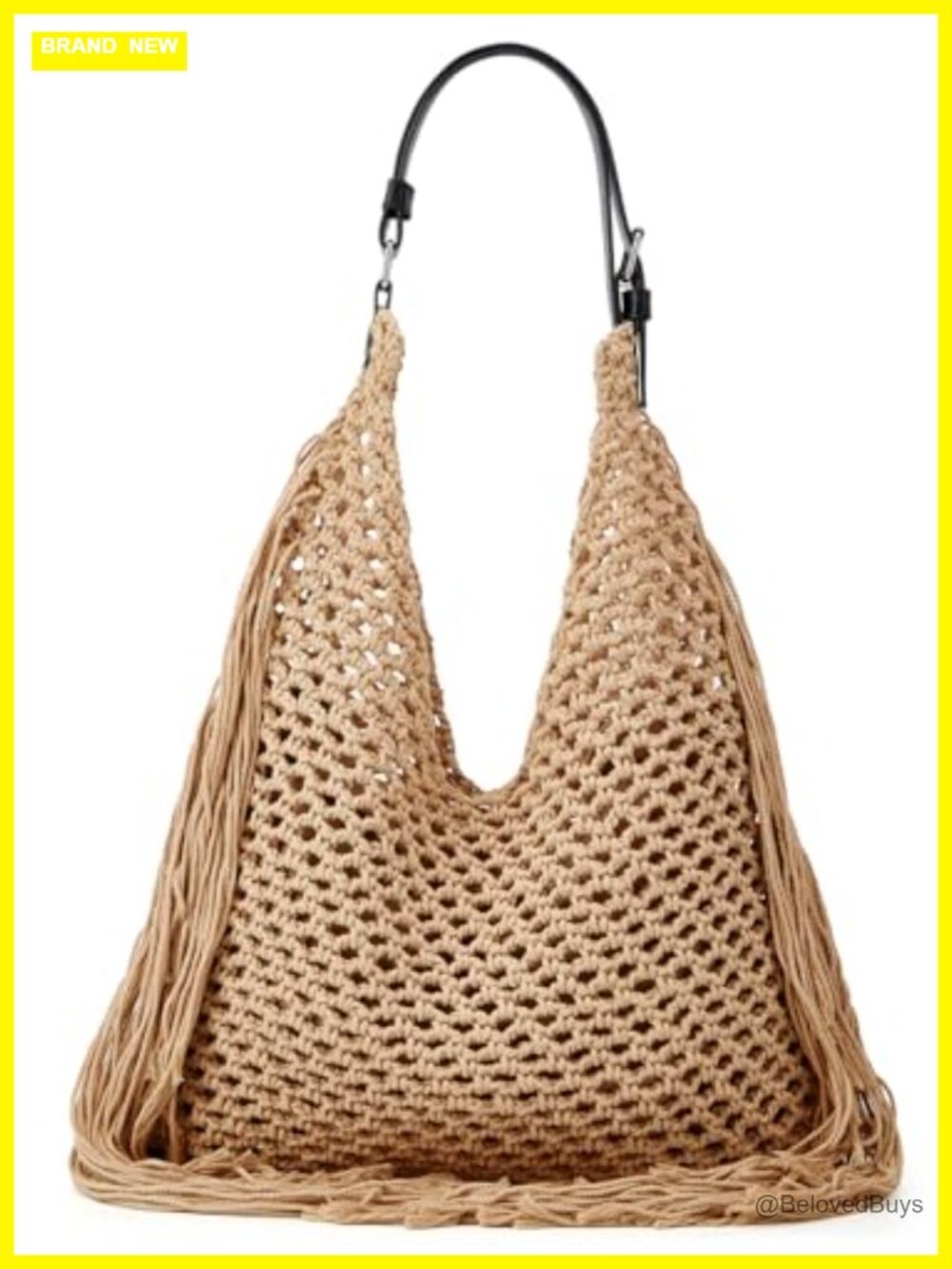 Woven Crochet Hobo Tote Fringe Shoulder Bag